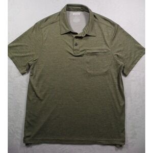 Duluth Trading Co Shirt Mens Size L Green Polo Relaxed Fit Short Sleeve Stretch